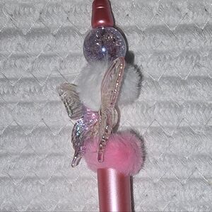 Pink and White Butterfly Pen